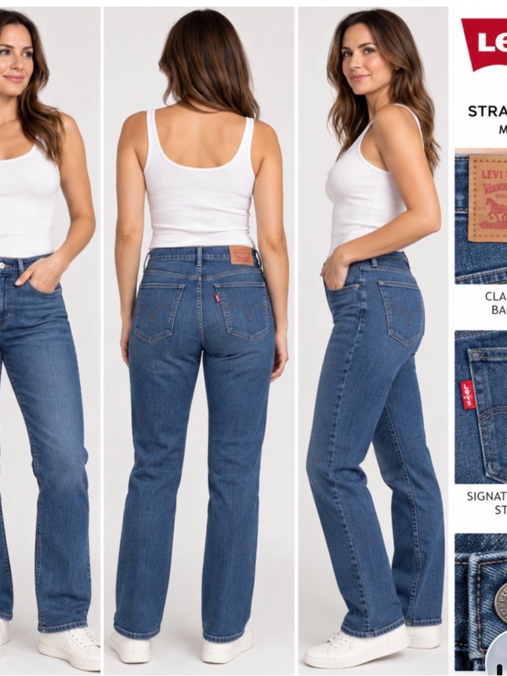 Levi's Women's Straight Leg Jeans in Medium Blue Denim